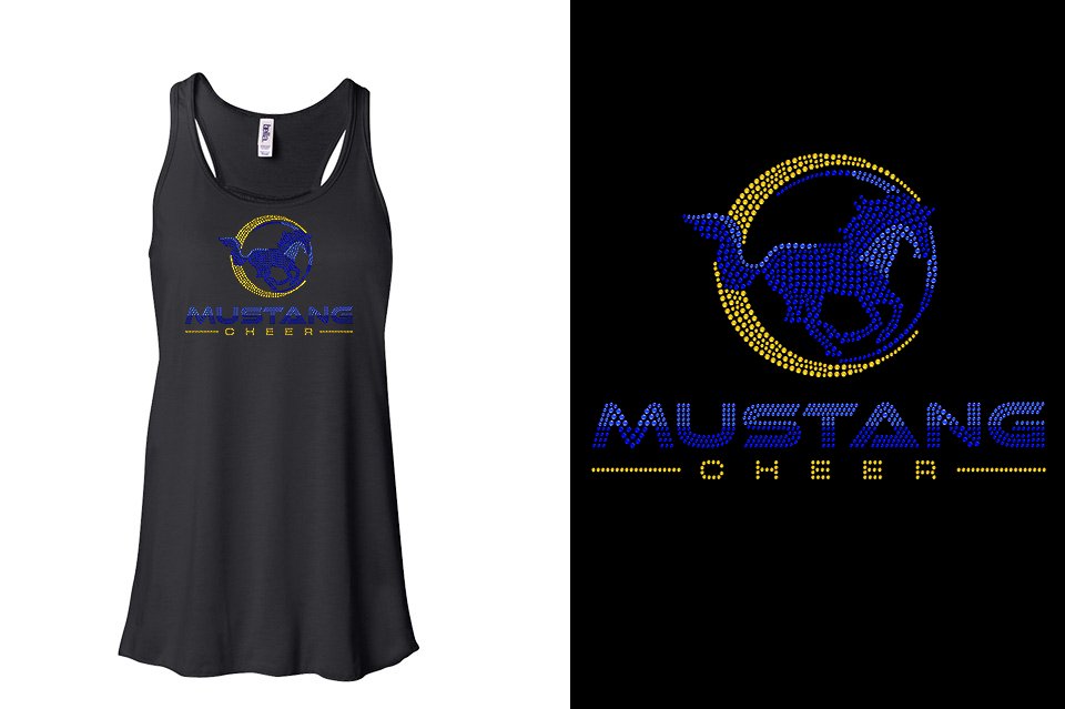 Rhinestones MUSTANG CHEER Youth Flowy Racerback Tank