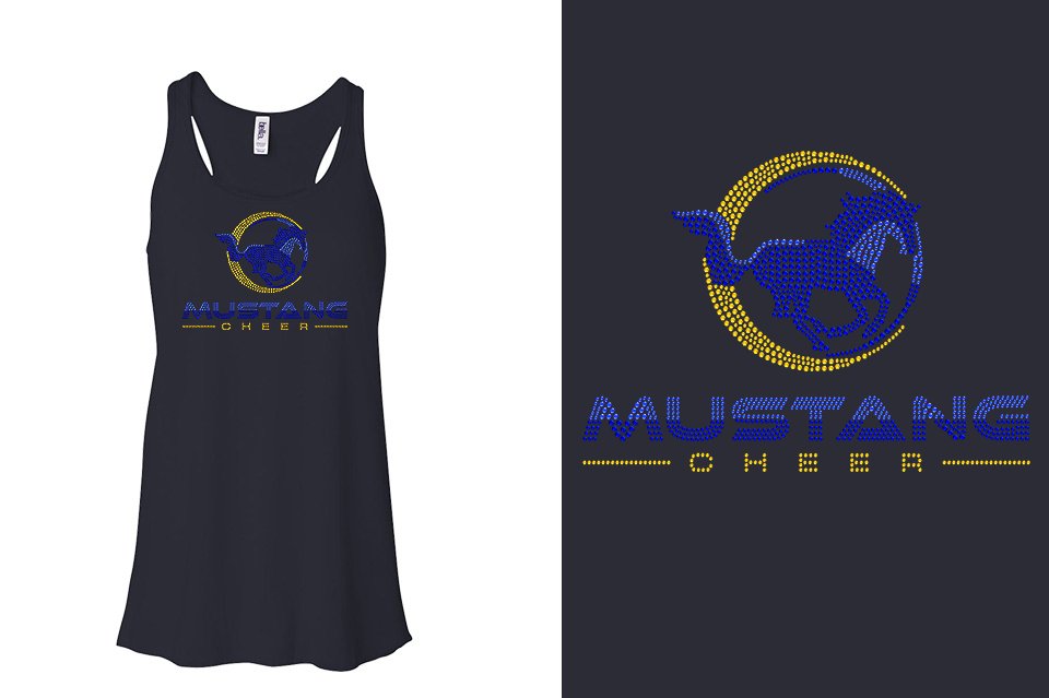 Rhinestones MUSTANG CHEER Youth Flowy Racerback Tank