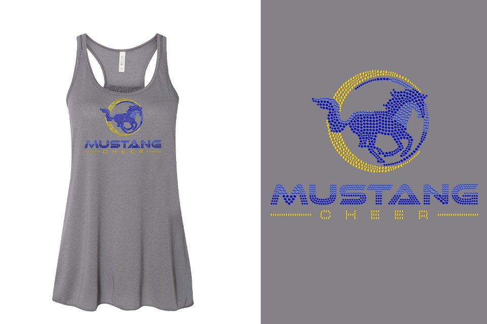 Rhinestones MUSTANG CHEER Youth Flowy Racerback Tank