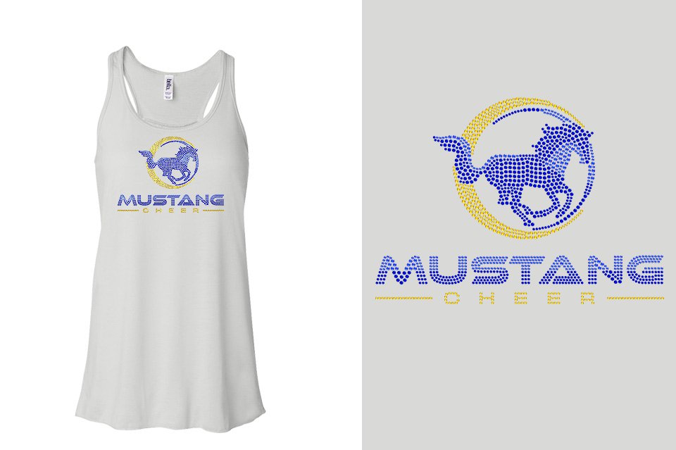 Rhinestones MUSTANG CHEER Youth Flowy Racerback Tank