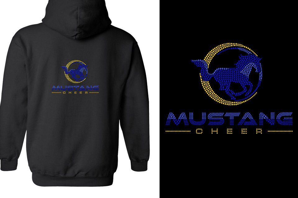 Rhinestones MUSTANG CHEER Unisex Zip Hoodie