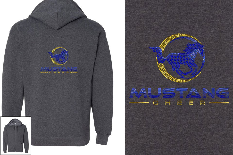 Rhinestones MUSTANG CHEER Unisex Zip Hoodie