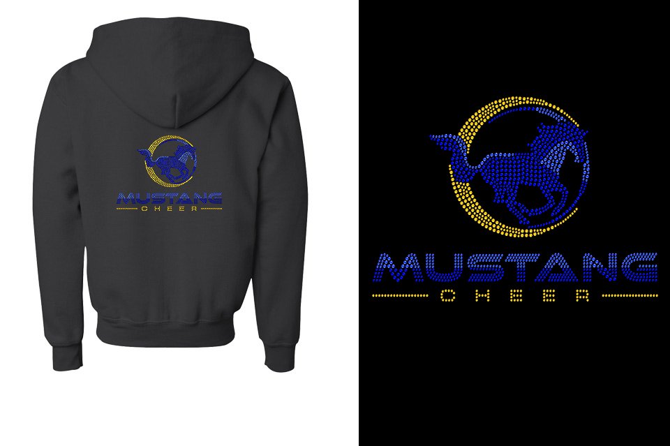 Rhinestones MUSTANG CHEER Youth Unisex Zip Hoodie