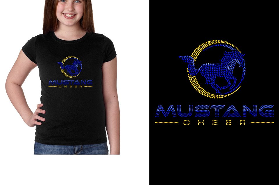 Rhinestones MUSTANG CHEER Youth Girls' Princess T-Shirt