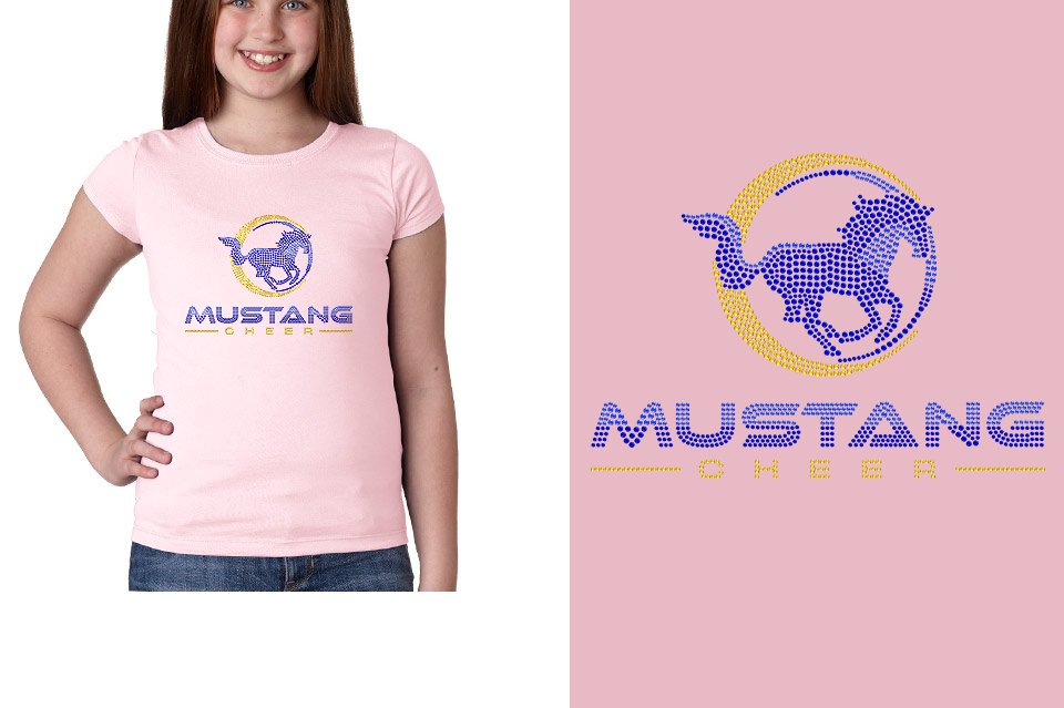 Rhinestones MUSTANG CHEER Youth Girls' Princess T-Shirt