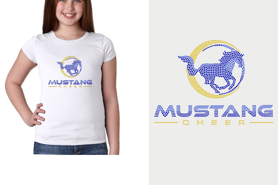 Rhinestones MUSTANG CHEER Youth Girls' Princess T-Shirt