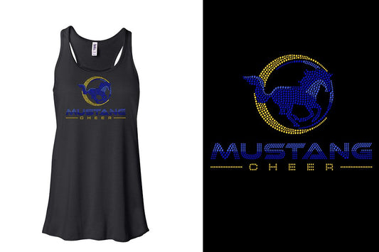Rhinestones MUSTANG CHEER Youth Flowy Racerback Tank