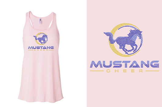 Rhinestones MUSTANG CHEER Youth Flowy Racerback Tank