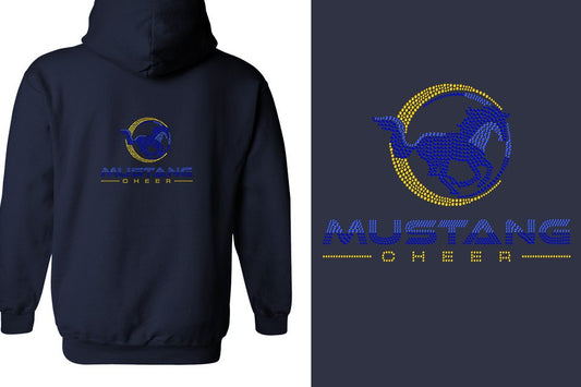 Rhinestones MUSTANG CHEER Unisex Zip Hoodie